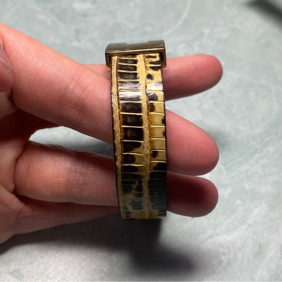 Leighelena single jigsaw bracelet genuine lizard made in the USA brown tones - Picture 5 of 9